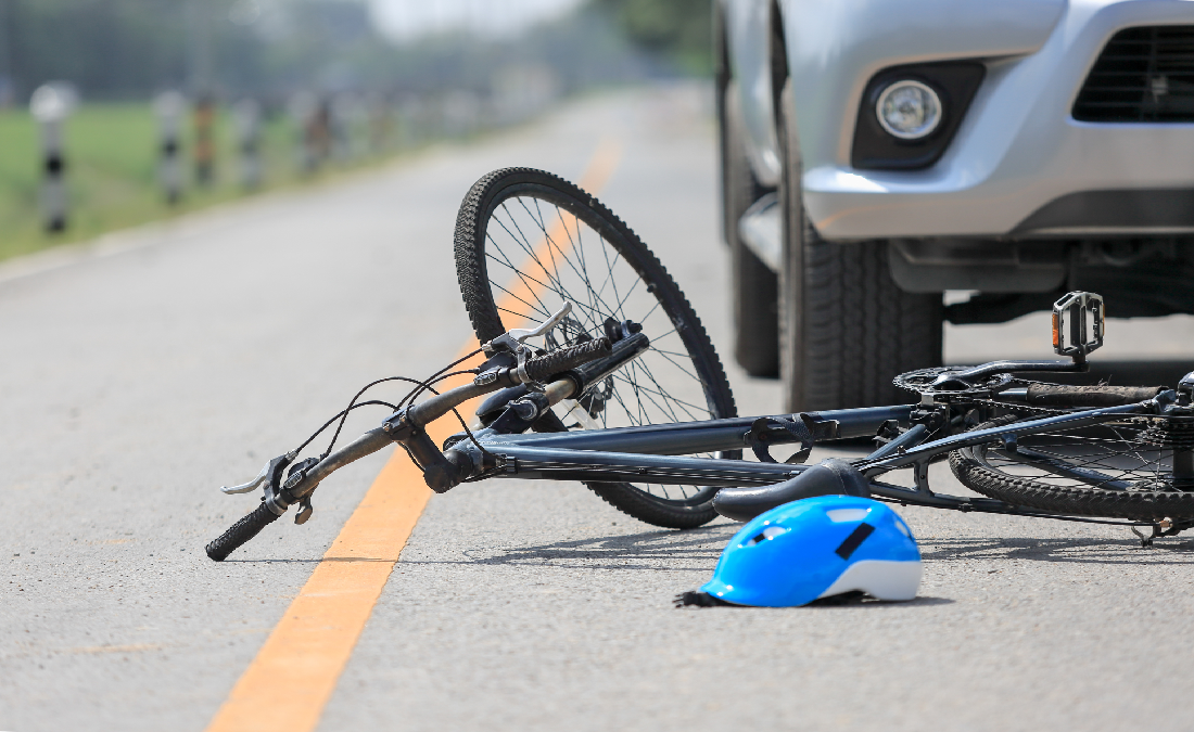Bicycle on road after accident