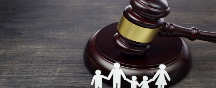 Gavel and mallet with family cutout