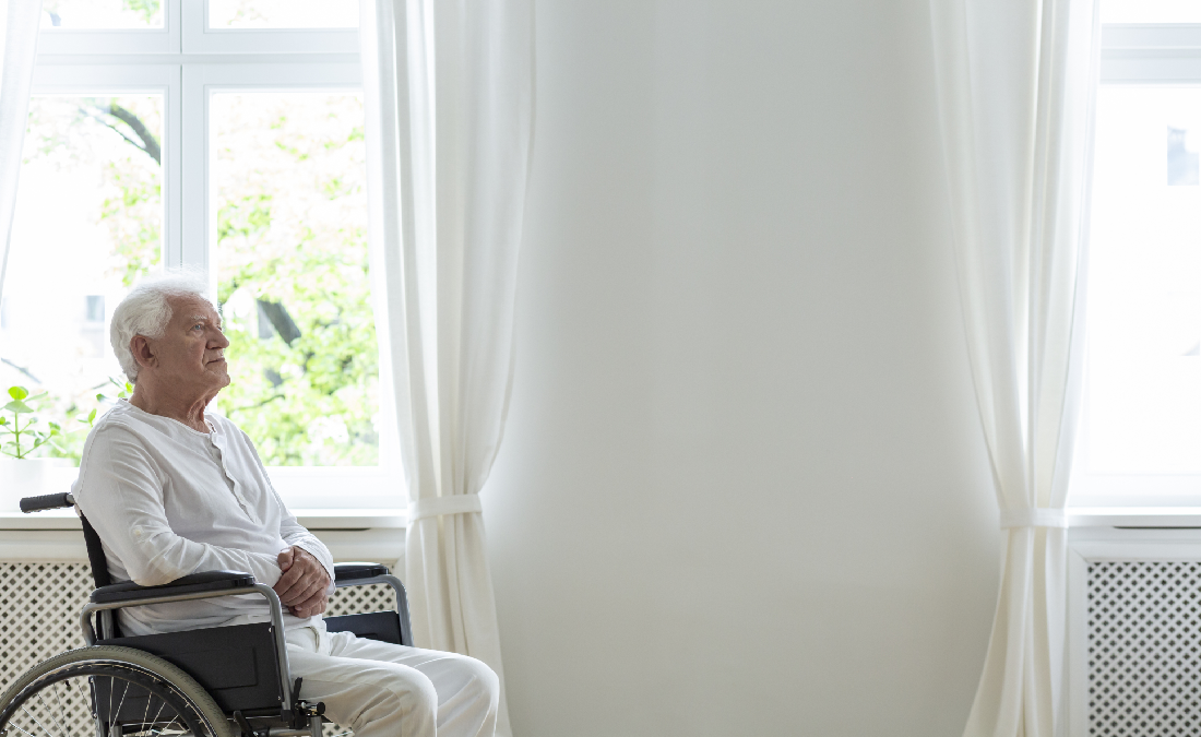 Elder man in wheelchair
