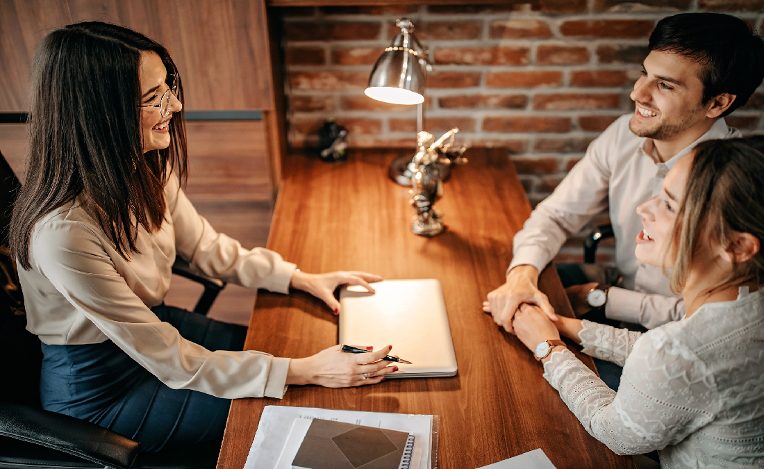 Couple at a prenuptial meeting