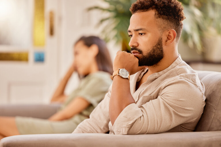 man and woman talking about divorce