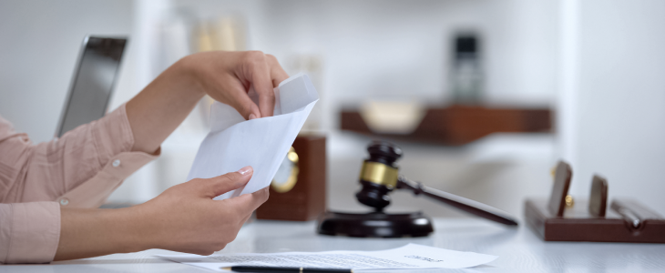 Woman opening her alimony check