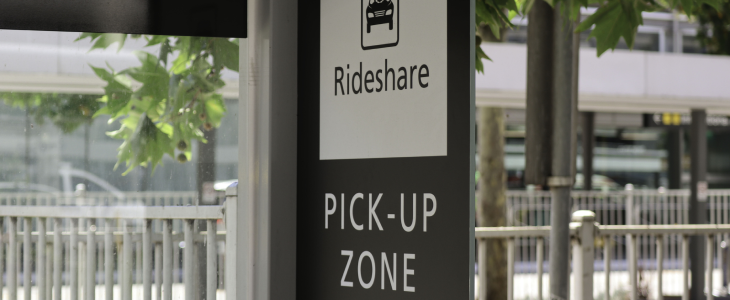 Rideshare pickup station in Garden City
