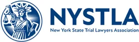 NYSTLA logo with Lady Justice and scales, labeled “New York State Trial Lawyers Association.”