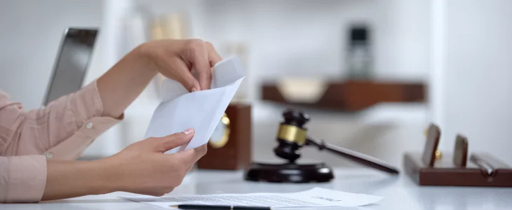 Woman opening her alimony check