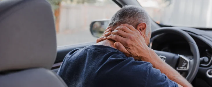 Man with whiplash after a car accident in Garden City